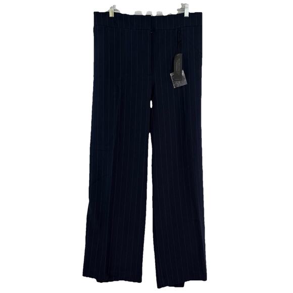NWT Lane Bryant Women’s Sz 28 Short The Lena Navy‎ Pinstripe Wide Leg Trouser - Picture 1 of 7